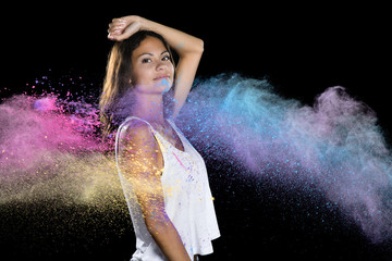 Holi Color Powder - with beautiful girl_03