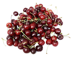 Isolated dark sweet cherries