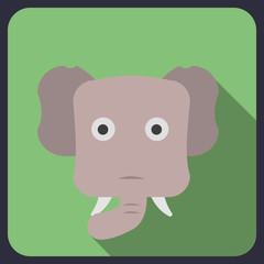 elephant flat icon with long shadow