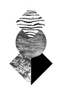 Abstract geometry shapes with watercolor and grunge textures