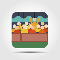 footbal fans flat icon with long shadow