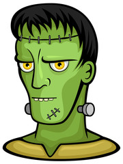 Vector illustration of Frankenstein's monster, from the shoulders up.