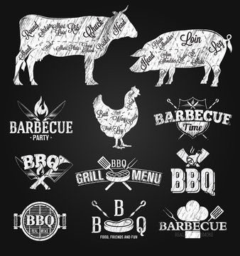 BBQ Emblems and Logos chalk drawing