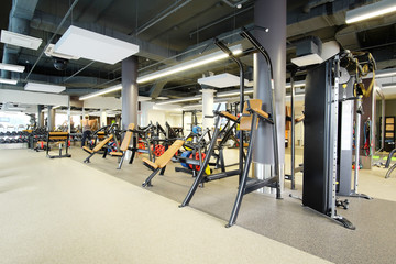 Fototapeta premium Interior of a modern fitness hall with a bench