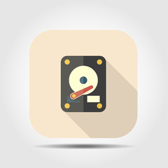 hard disc flat icon with long shadow