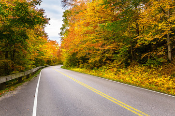 Deserted Mountain Road on a Cloudy Fall Day