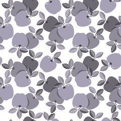 Stylish seamless pattern with apples isolated on white backgroun