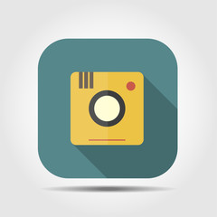 instant camera flat icon with long shadow