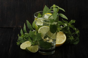 mojito on wooden background