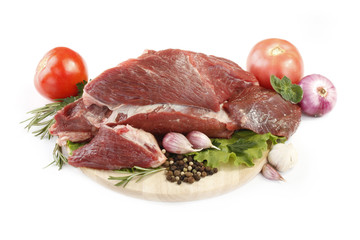 beef with spices and vegetables isolated