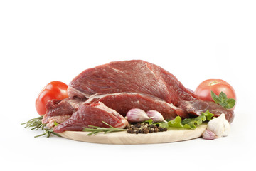 beef with spices and vegetables isolated