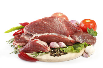 beef with spices and vegetables isolated