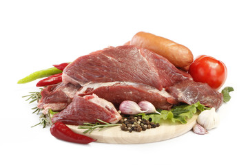 beef with spices and vegetables isolated