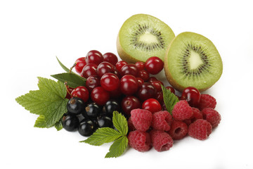 kiwi and berries isolated