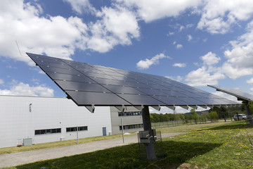 Detail of the Solar Power Station on the summer  Meadow 
