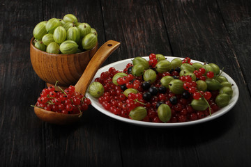 berries on wooden background