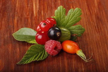 berries on wooden background