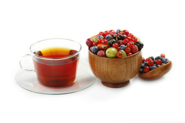 tea with berries isolated