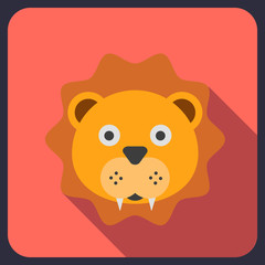 lion flat icon with long shadow