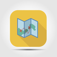 map flat icon with long shadow