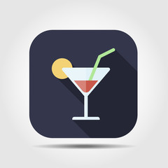cocktail flat icon with long shadow