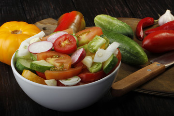 vegetables on wooden background