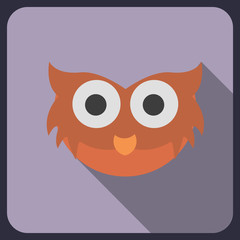 owl flat icon with long shadow