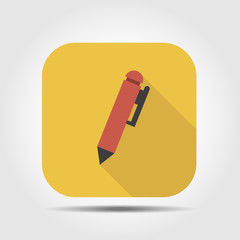 pen flat icon with long shadow