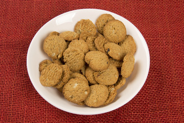 Group of cookies on the plate. Integral Cookies.