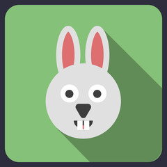 rabbit flat icon with long shadow