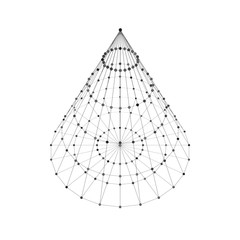 Wireframe polygonal geometric element. Cone with connected lines and dots. Vector Illustration on white background with shade