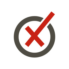 Obraz premium Cross in circle icon in flat style isolated on white background. Click and choice symbol vector illustration