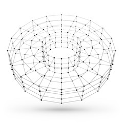 Obraz premium Wireframe polygonal geometric element. Torus with connected lines and dots. Vector Illustration on white background with shade