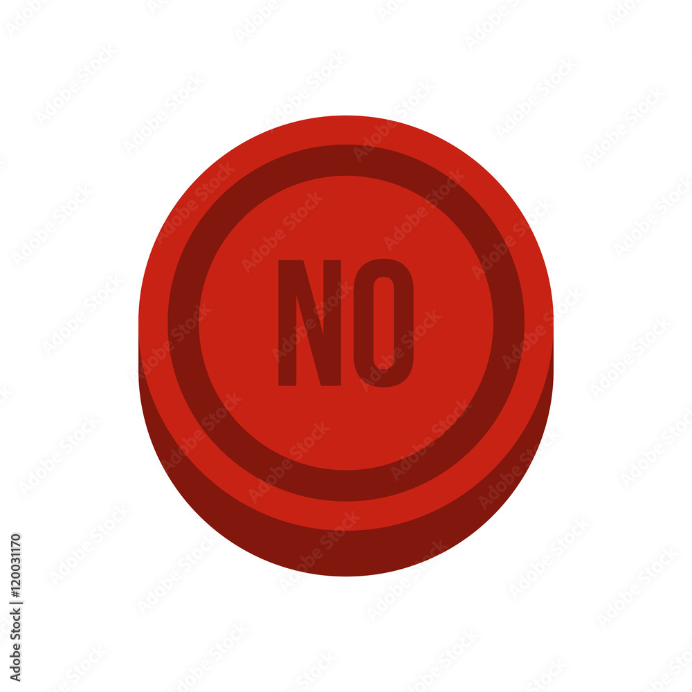 Poster button no in circle icon in flat style isolated on white background. click and choice symbol vector 