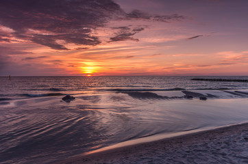 Fototapeta na wymiar Baltic seascape at sunset, Poland