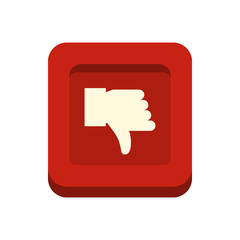 Hand down in square icon in flat style isolated on white background. Click and choice symbol vector illustration