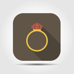 ring flat icon with long shadow