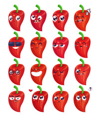Smiles set of vegetables characters. Vector cute cartoons