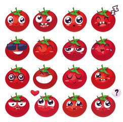 Smiles set of fruit characters. Vector cute cartoons