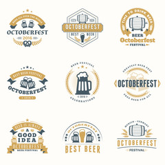 Beer Festival Octoberfest celebrations. Set of retro vintage bee