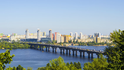 Fototapeta premium View of Kiev, Ukraine.Banks of the Dnieper river and town.