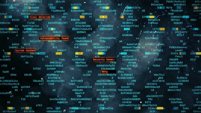 Hacker stealing data, alert text on screen, security breach, system under attack. Computer screen with hacking warning message. Cybercrime
