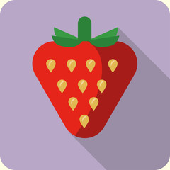 strawberry flat icon with long shadow