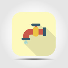 tap faucet flat icon with long shadow