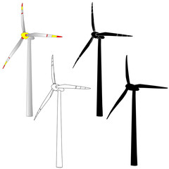 Wind turbine illustration. Vector.