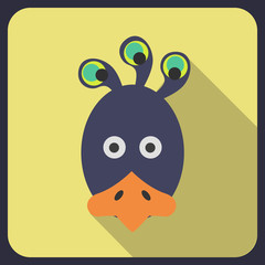 peacock flat icon with long shadow
