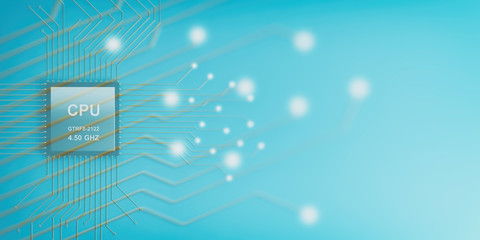 Electronic circuit cpu processor. 3d illustration
