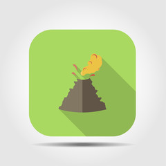 volcano flat icon with long shadow