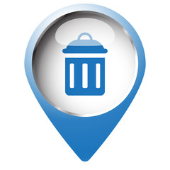 Map pin symbol with Delete icon. Blue symbol on white background