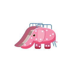 Childrens slide elephant icon in cartoon style isolated on white background. Attraction symbol vector illustration